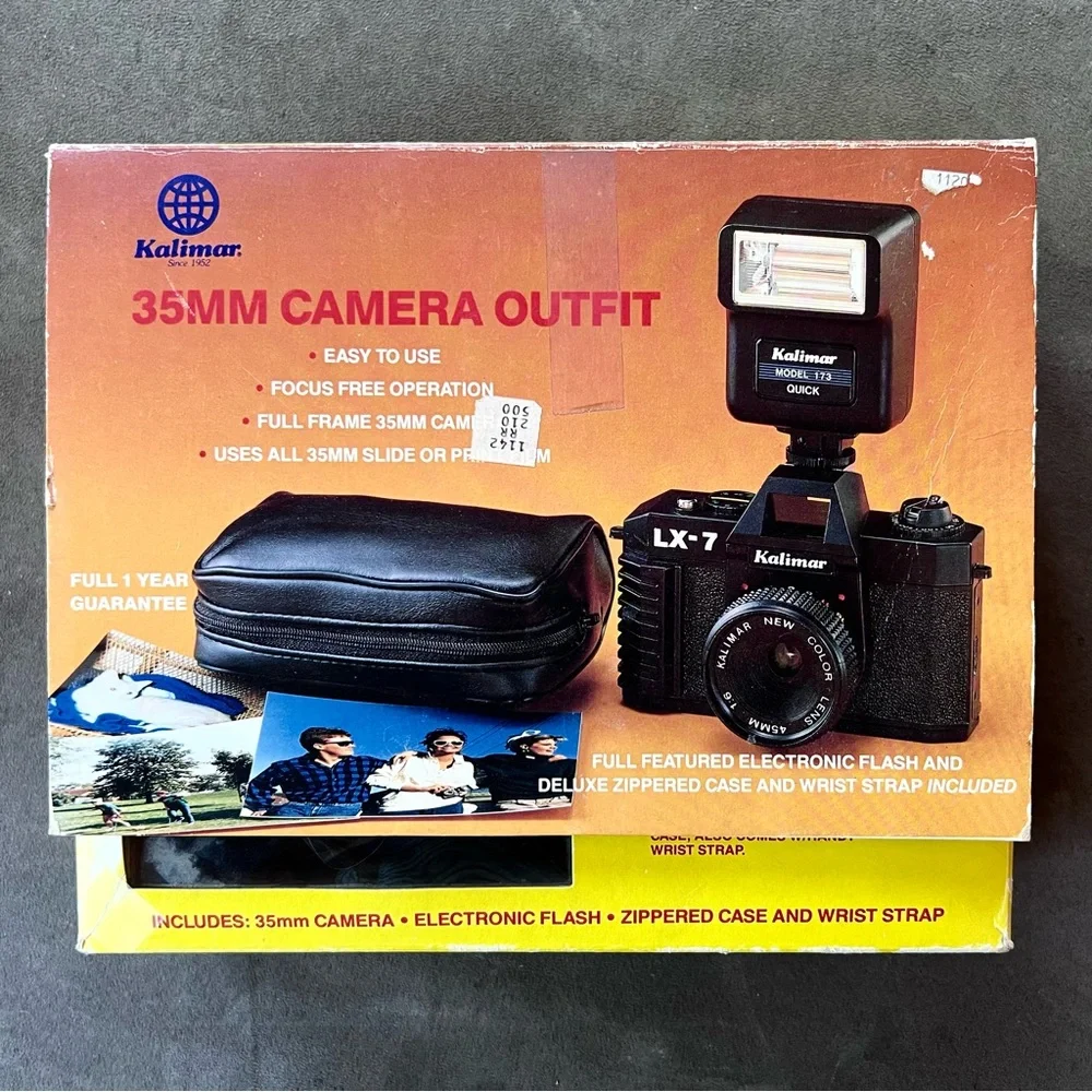 Vintage 1980's Kalimar LX-7 Deluxe 35mm Camera Outfit With Flash & Case K-6009